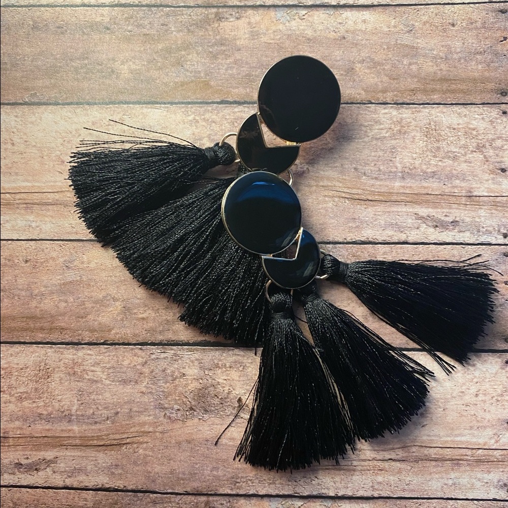 Black tassel earrings